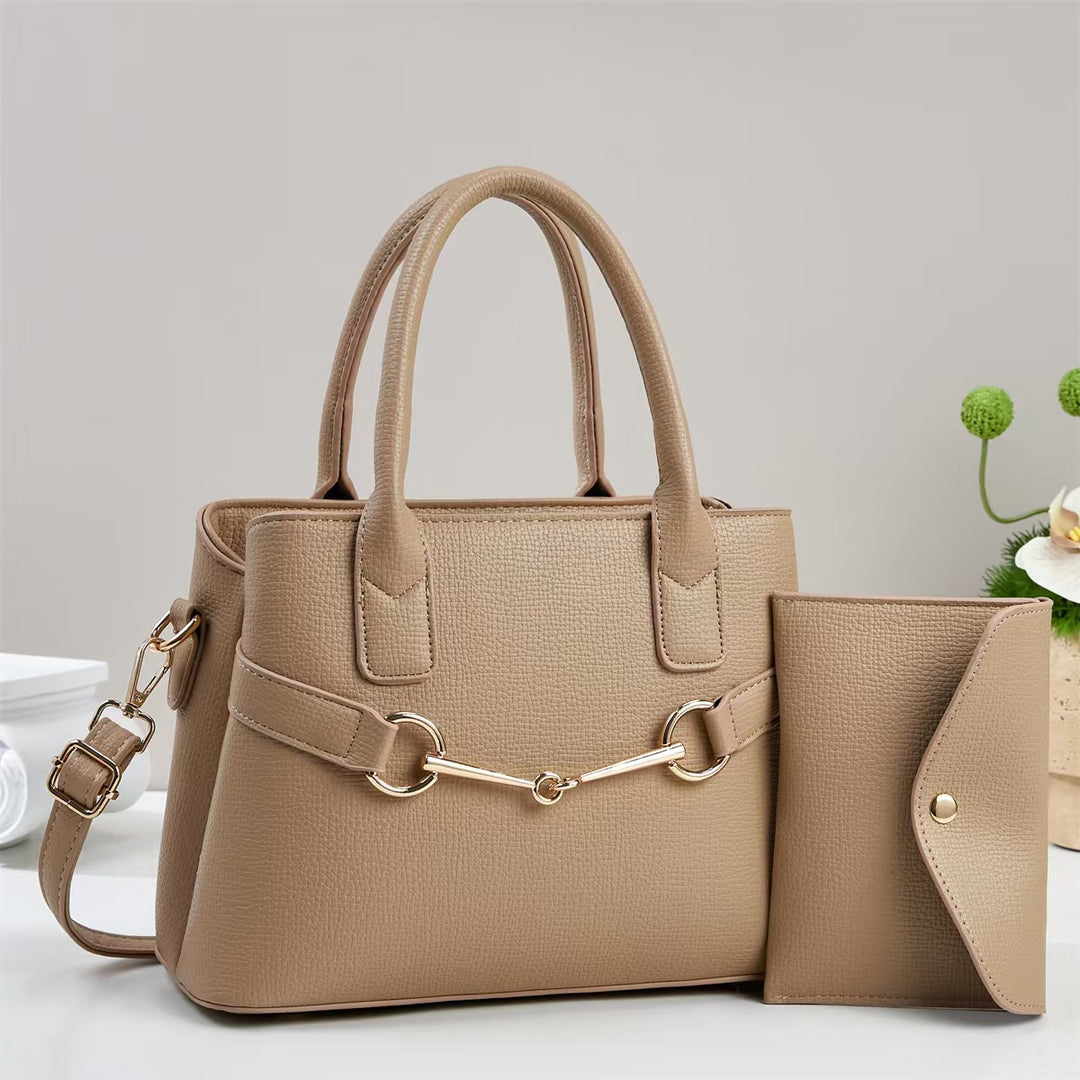 Damen strukturierte Handtasche mit eleganten Akzenten und abnehmbarer Clutch Nord Taschen