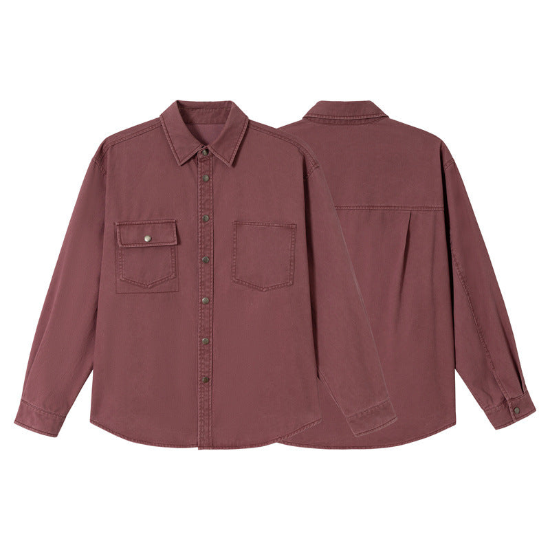 Damen Relaxed-Hemdenjacke aus Baumwoll-Twill mit asymmetrischer Brusttasche Nord Taschen