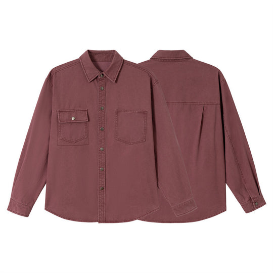 Damen Relaxed-Hemdenjacke aus Baumwoll-Twill mit asymmetrischer Brusttasche Nord Taschen