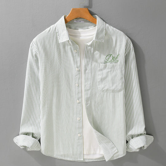 Herren Gestreiftes Overshirt‑Hemd mit Brusttasche und tonalem Logo‑Stick Nord Taschen
