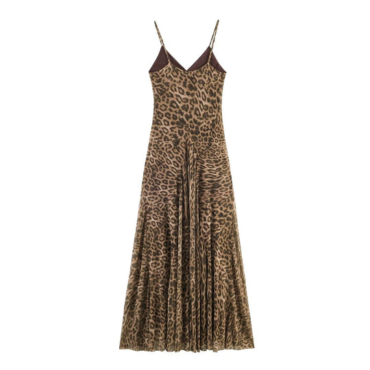 Damen Maxikleid mit elegantem Leo-Print und fließendem Schnitt