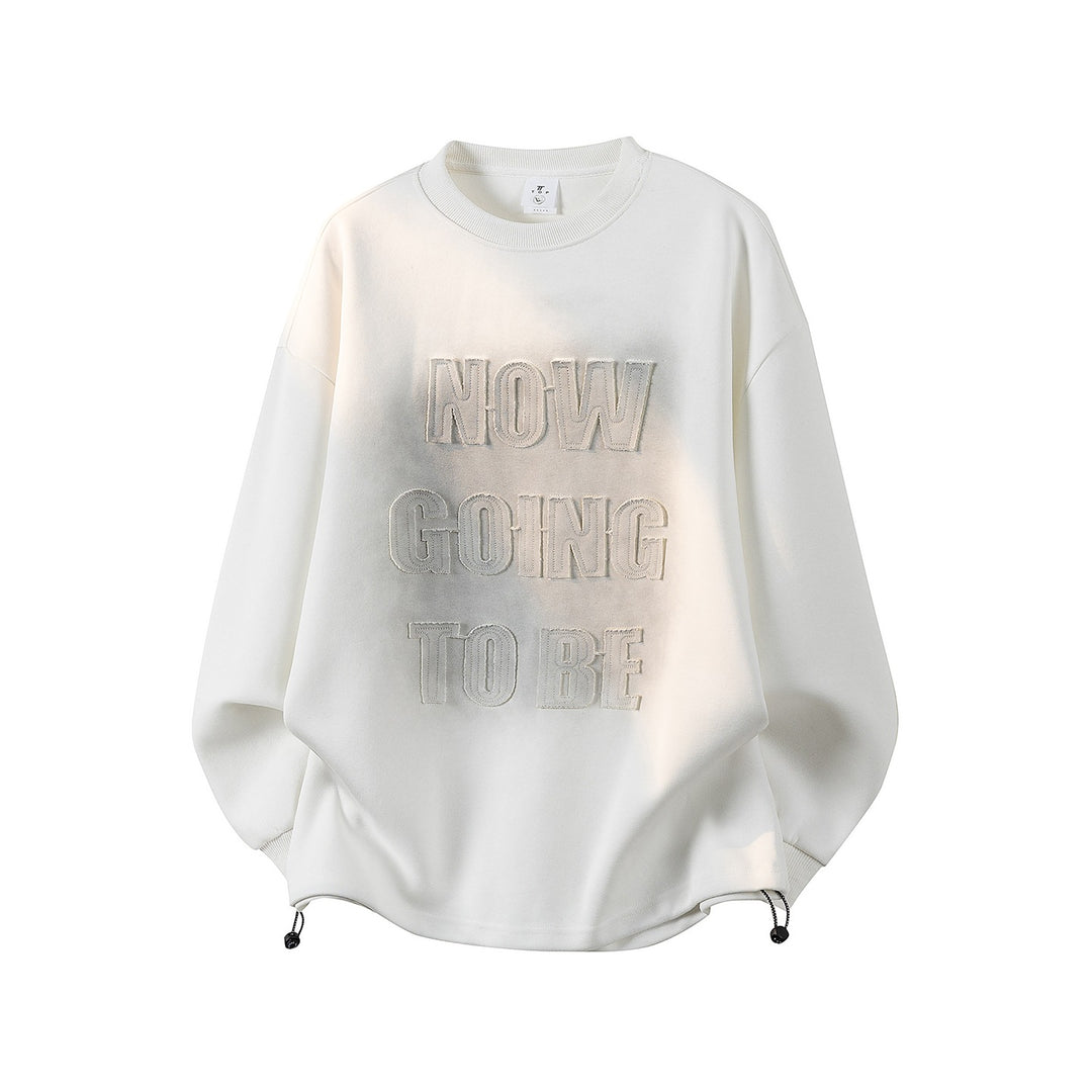 Damen Oversize-Sweatshirt mit gesticktem Schriftzug, abgerundetem Saum & überschnittener Schulter Nord Taschen