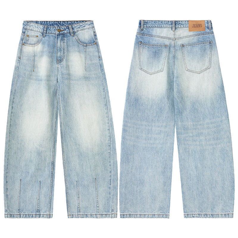 Herren Extreme Baggy-Denimhose im bodenlangen Palazzoschnitt mit tiefem Schritt Nord Taschen