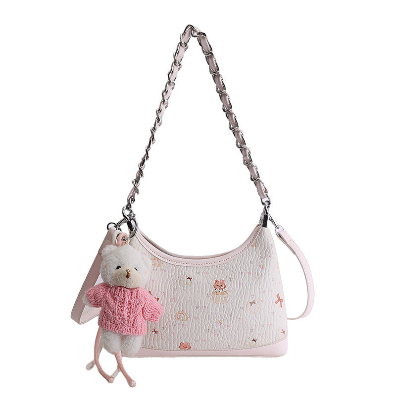 Damen Schultertasche mit verspieltem Design und charmantem Tieranhänger Nord Taschen