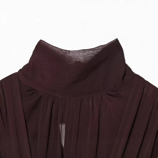 Damen Kurzgeschnittene Wickelbluse mit Stehkragen und voluminösen Ballonärmeln Nord Taschen