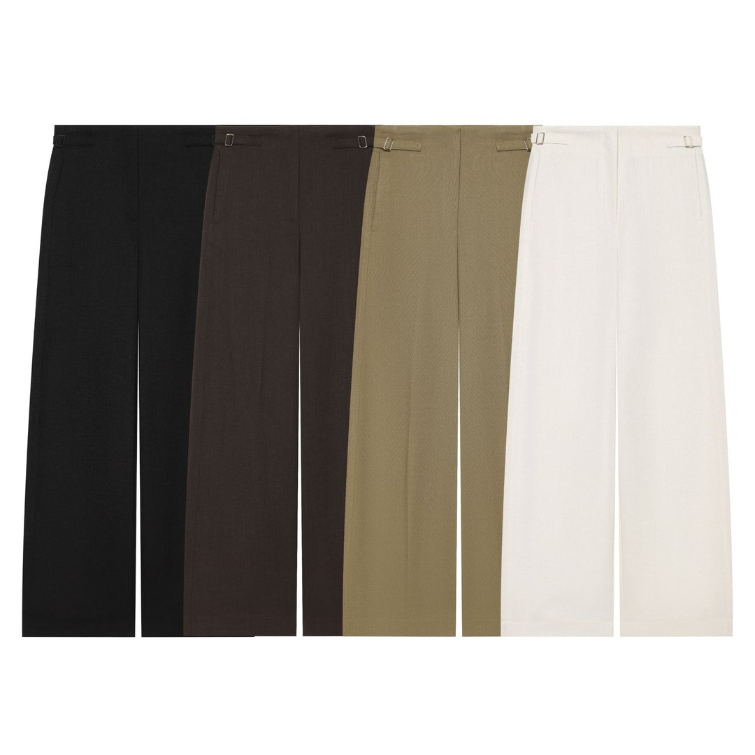 Damen Hochtaillierte Culotte-Hose mit weitem Bein und dekorativem Taillengürtel Nord Taschen