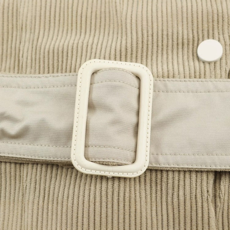 Damen Kurzjacke aus Cord mit taillierendem Gürtel und Druckknopfleiste Nord Taschen