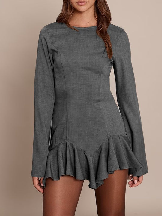 Damen Elegantes Wickelkleid mit Rüschensaum Nord Taschen