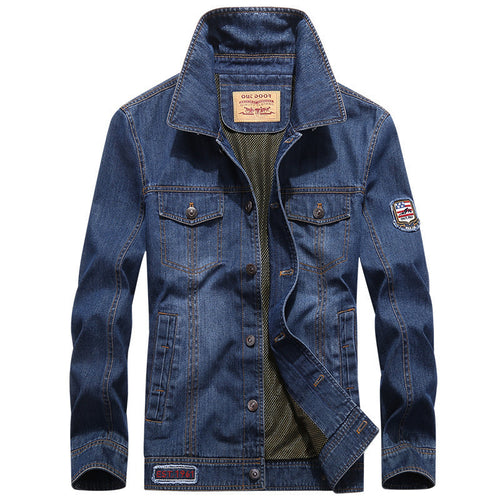 Herren leichte Jeansjacke im Worker-Blouson mit atmungsaktivem Mesh-Innenfutter und Ärmelpatch Nord Taschen
