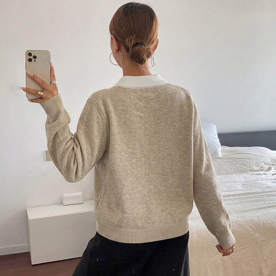 Damen Argyle-Polo-Strickpullover mit kontrastkragen und Zierknopf Nord Taschen