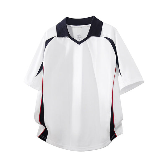 Herren Sportives Oversize-Poloshirt mit V-Ausschnitt, Kontrastpaspeln und atmungsaktivem Material Nord Taschen