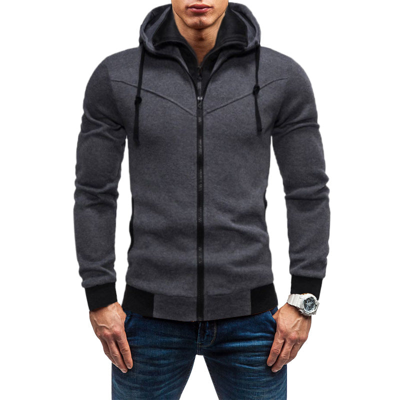 Herren Slim-Fit Kapuzenjacke mit verdecktem Reißverschluss-Doppelkragen und kontrastierten Bündchen Nord Taschen