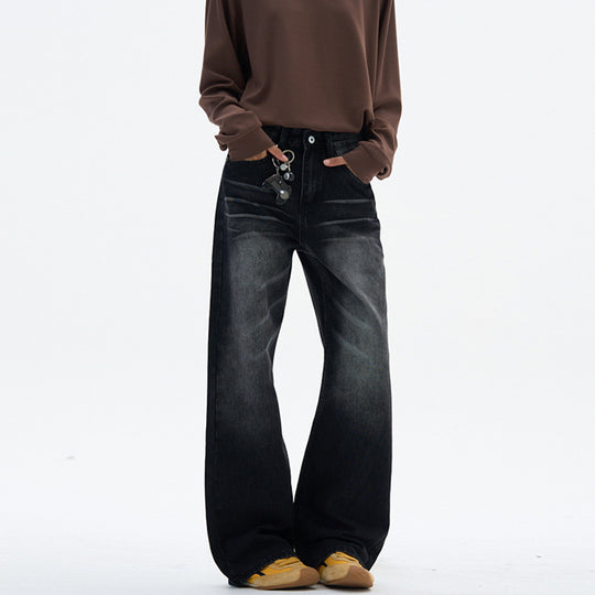 Damen Superweite Baggy-Jeans mit Schlüsselanhänger-Chain und bodenlanger Palazzo-Silhouette Nord Taschen