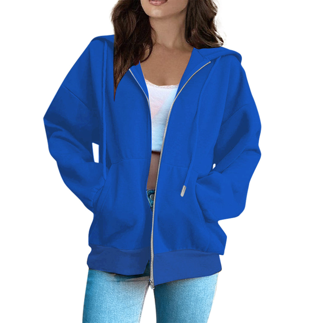 Damen nan lässige Kapuzenjacke mit durchgehendem Reißverschluss, Kängurutaschen und voluminösen Raglanärmeln Nord Taschen