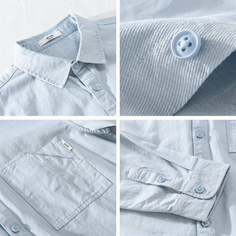 Herren Leichtes strukturiertes Baumwoll-Overshirt mit Brusttasche und entspannter Passform Nord Taschen
