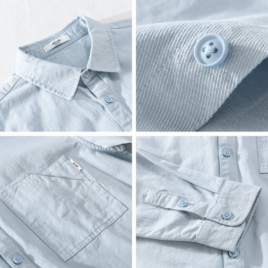 Herren Leichtes strukturiertes Baumwoll-Overshirt mit Brusttasche und entspannter Passform Nord Taschen