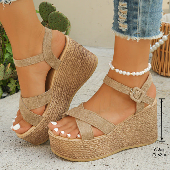 Damen elegante Plateau-Sandalen mit verstellbarem Riemen und komfortablem Fußbett