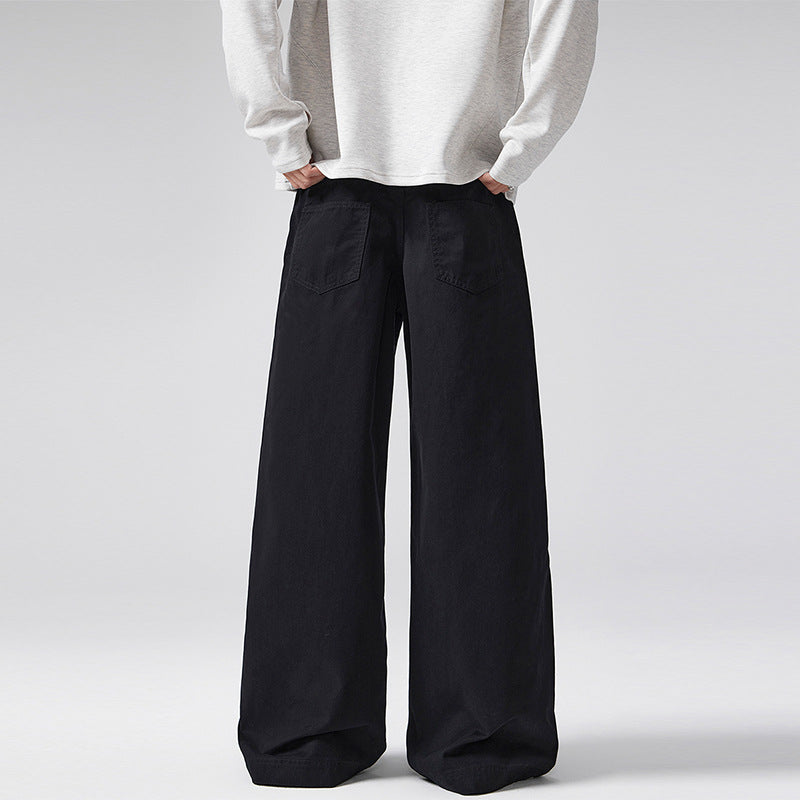 Damen Hochgeschnittene Extraweite Palazzo-Hose aus Baumwoll‑Twill mit bodenlanger Silhouette Nord Taschen