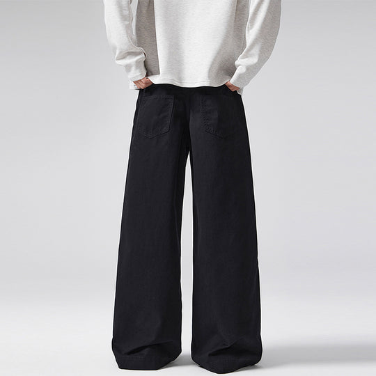 Damen Hochgeschnittene Extraweite Palazzo-Hose aus Baumwoll‑Twill mit bodenlanger Silhouette Nord Taschen