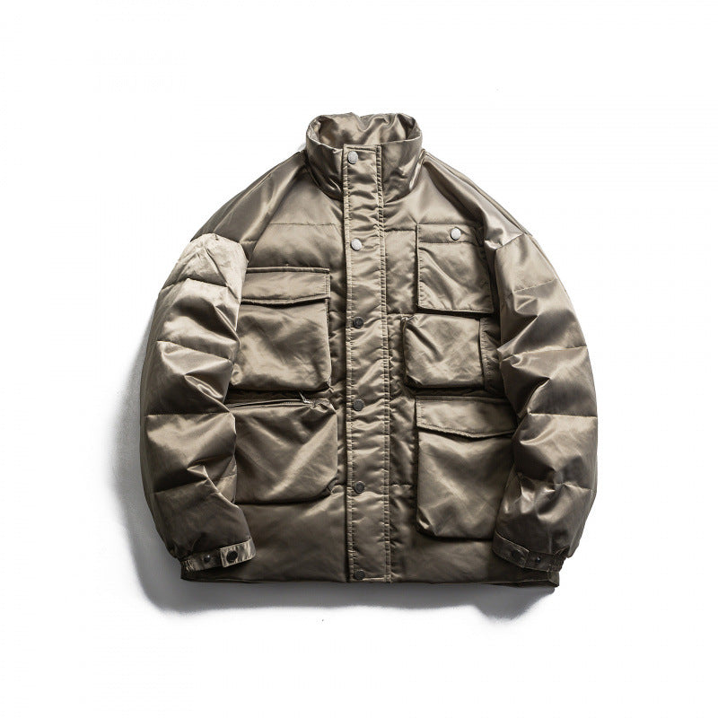 Unisex Wattierte Fieldjacke im Boxy‑Cut mit Mehrfach‑Taschen und Stehkragen Nord Taschen