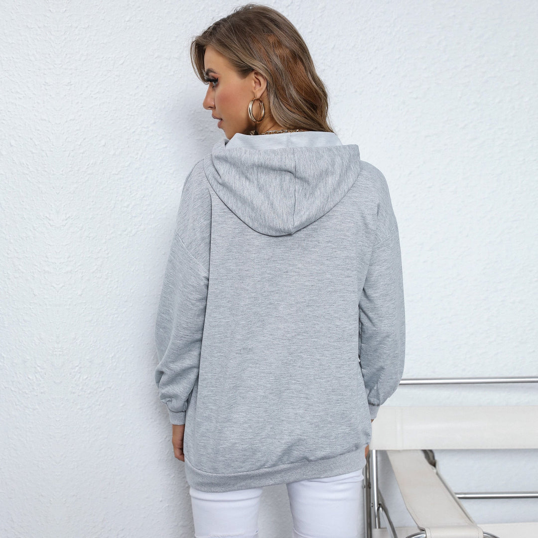 Damen Kapuzenpullover mit Statement‑Print, Kängurutasche und lässigem Schnitt Nord Taschen
