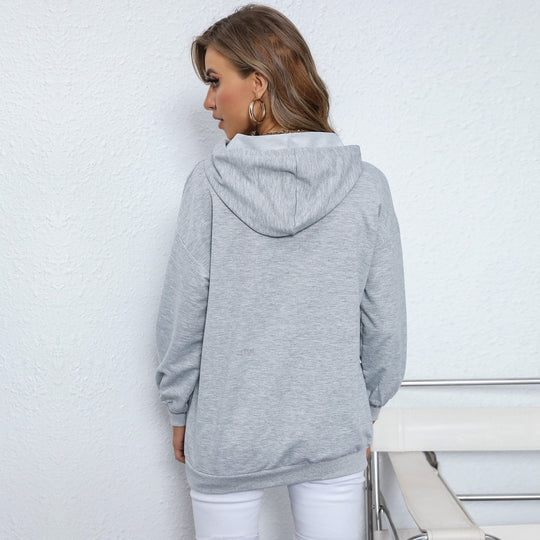 Damen Kapuzenpullover mit Statement‑Print, Kängurutasche und lässigem Schnitt Nord Taschen