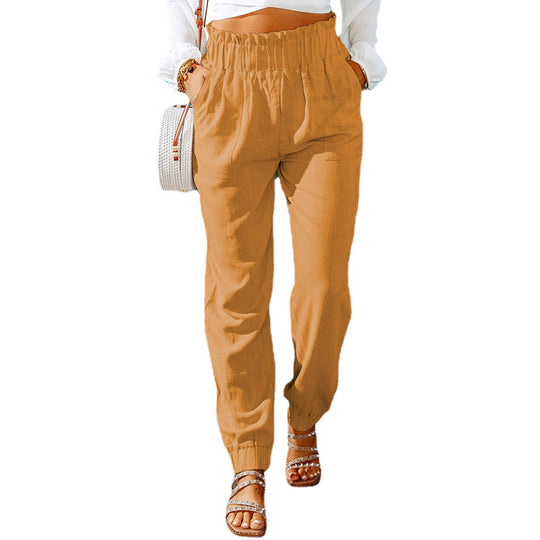 Damen Bequeme und elegante Sommerhose mit elastischem Bund und praktischen Taschen
