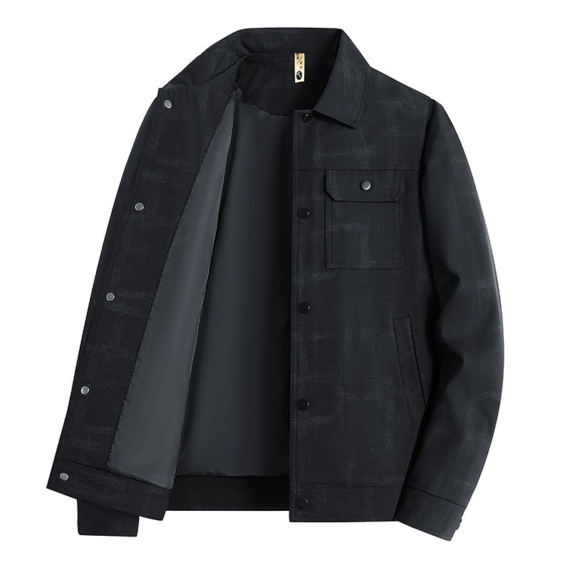 Herren Leichte Overshirt-Jacke mit dezenter Reptilprägung und Druckknopfverschluss Nord Taschen