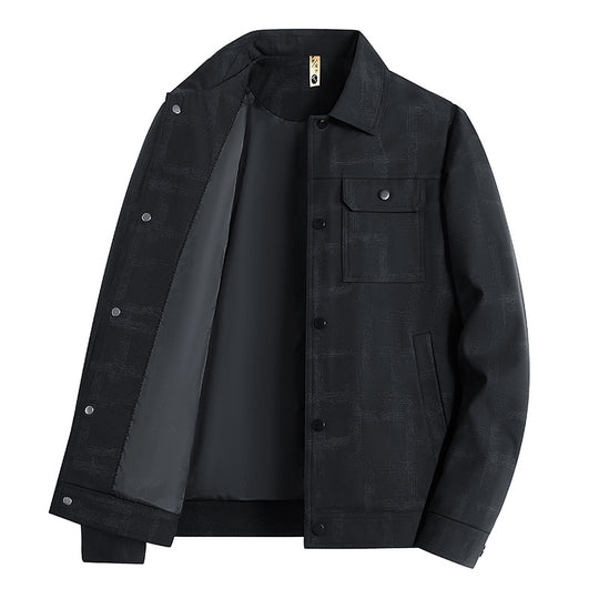 Herren Leichte Overshirt-Jacke mit dezenter Reptilprägung und Druckknopfverschluss Nord Taschen
