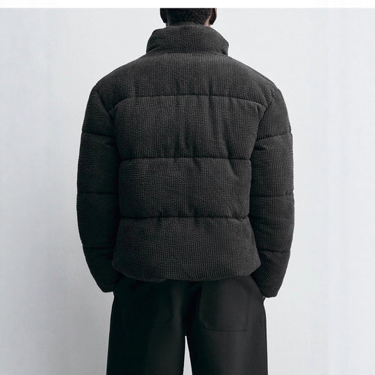 Herren Kurz geschnittene Steppjacke in Cordstruktur mit hohem Stehkragen Nord Taschen