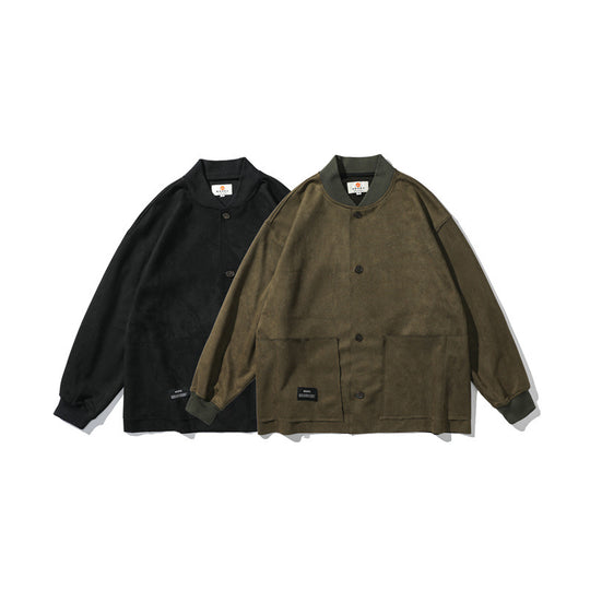 Herren Lockeres Overshirt aus Veloursleder-Imitat mit Knopfleiste und großen Fronttaschen Nord Taschen