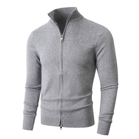 Herren Slim-Fit Feinstrick-Cardigan mit Zweifach-Reißverschluss und Stehkragen Nord Taschen