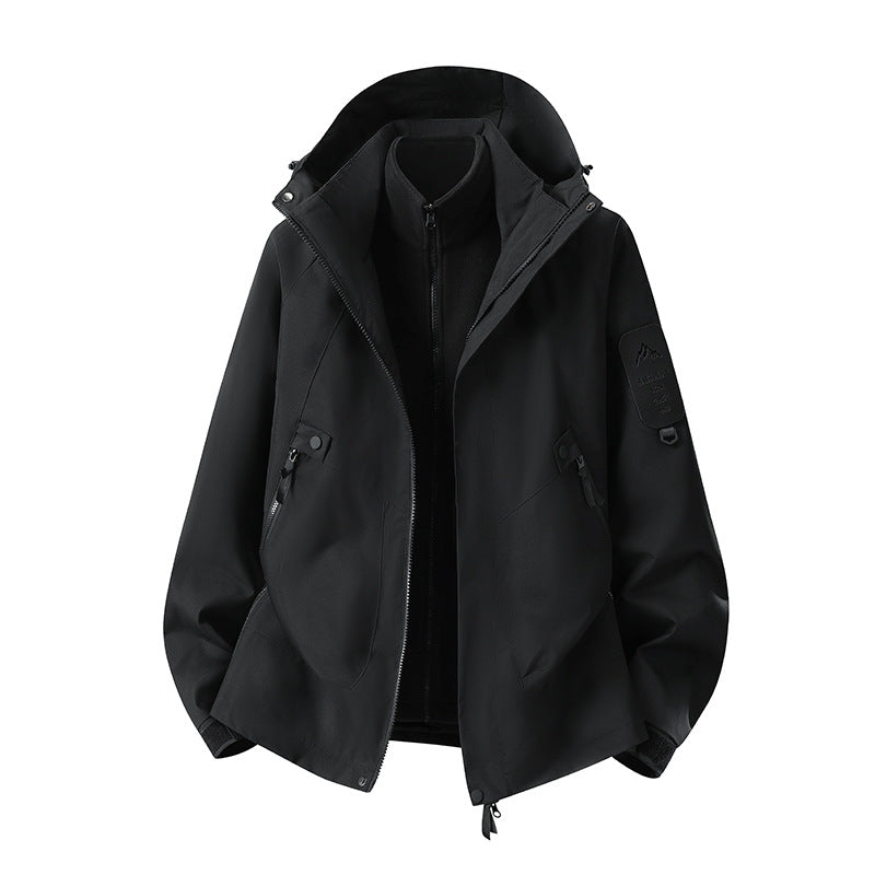 Herren Zwei-in-eins Wetterschutzjacke mit abnehmbarer Steppweste und verstellbarer Kapuze Nord Taschen