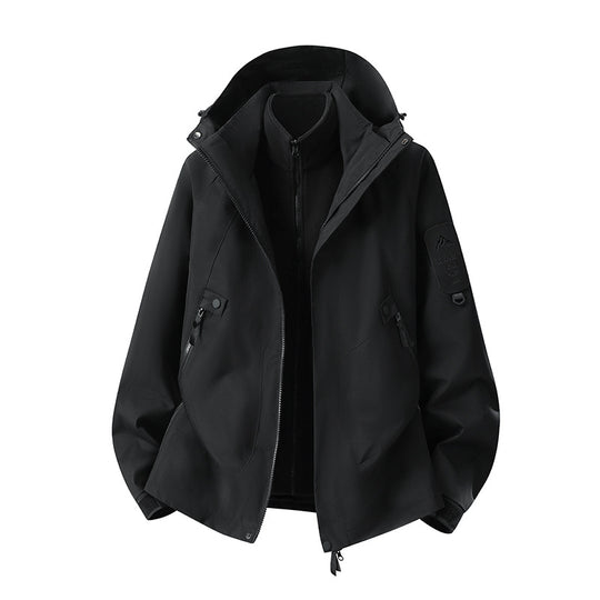 Herren Zwei-in-eins Wetterschutzjacke mit abnehmbarer Steppweste und verstellbarer Kapuze Nord Taschen