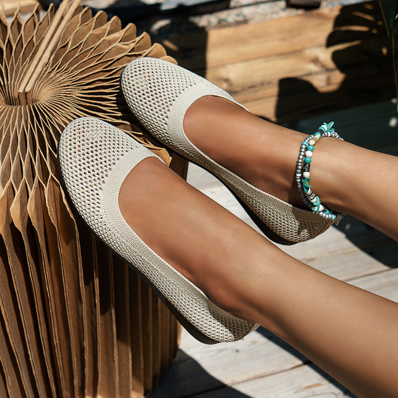 Damen atmungsaktive Ballerinas mit komfortablem Fußbett und elastischem Obermaterial