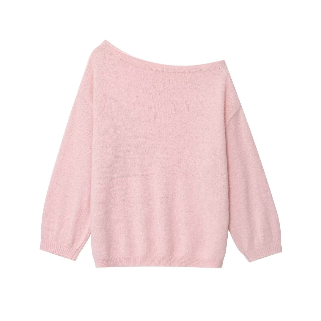 Damen Oversized Strickpullover mit weitem Boatneck, Raglanärmeln und weicher Fluffy-Optik Nord Taschen