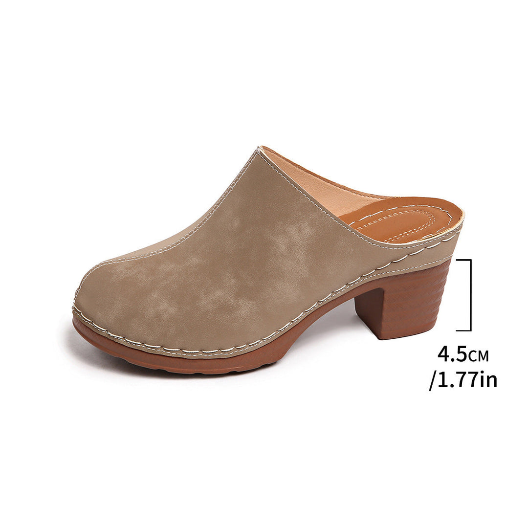 Damen bequeme Clogs aus hochwertigem Wildleder mit elegantem Blockabsatz