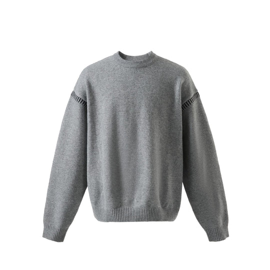 Damen Weicher Oversize Wollmix-Pullover mit Rundhalsausschnitt und dekorativer Schulternaht Nord Taschen