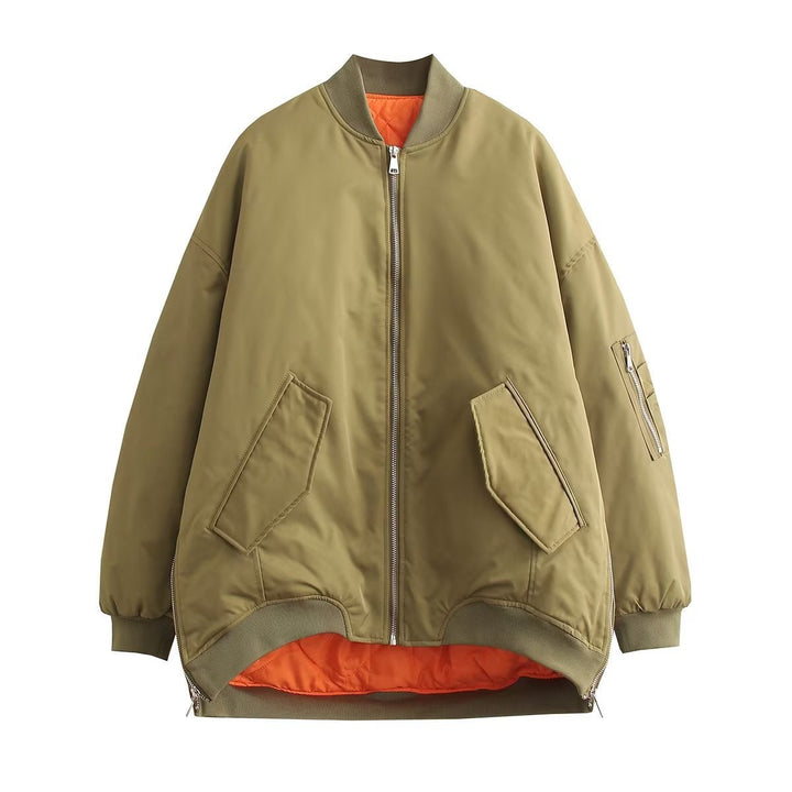 Damen lässige Bomberjacke mit elastischen Bündchen und praktischen Taschen Nord Taschen