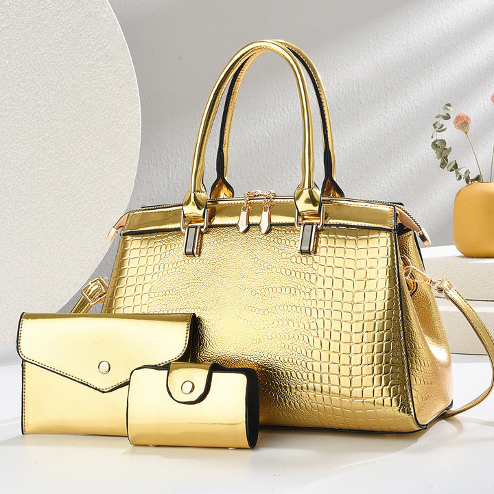 Damen elegante Handtasche mit abnehmbarem Geldbeutel und Krokodilprägung Nord Taschen