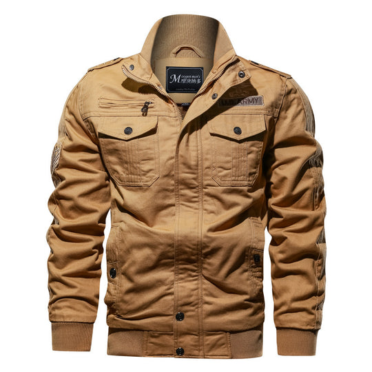 Herren Militärinspirierte Canvas‑Fieldjacke mit Epauletten, Brustpattentaschen und Rippbündchen Nord Taschen