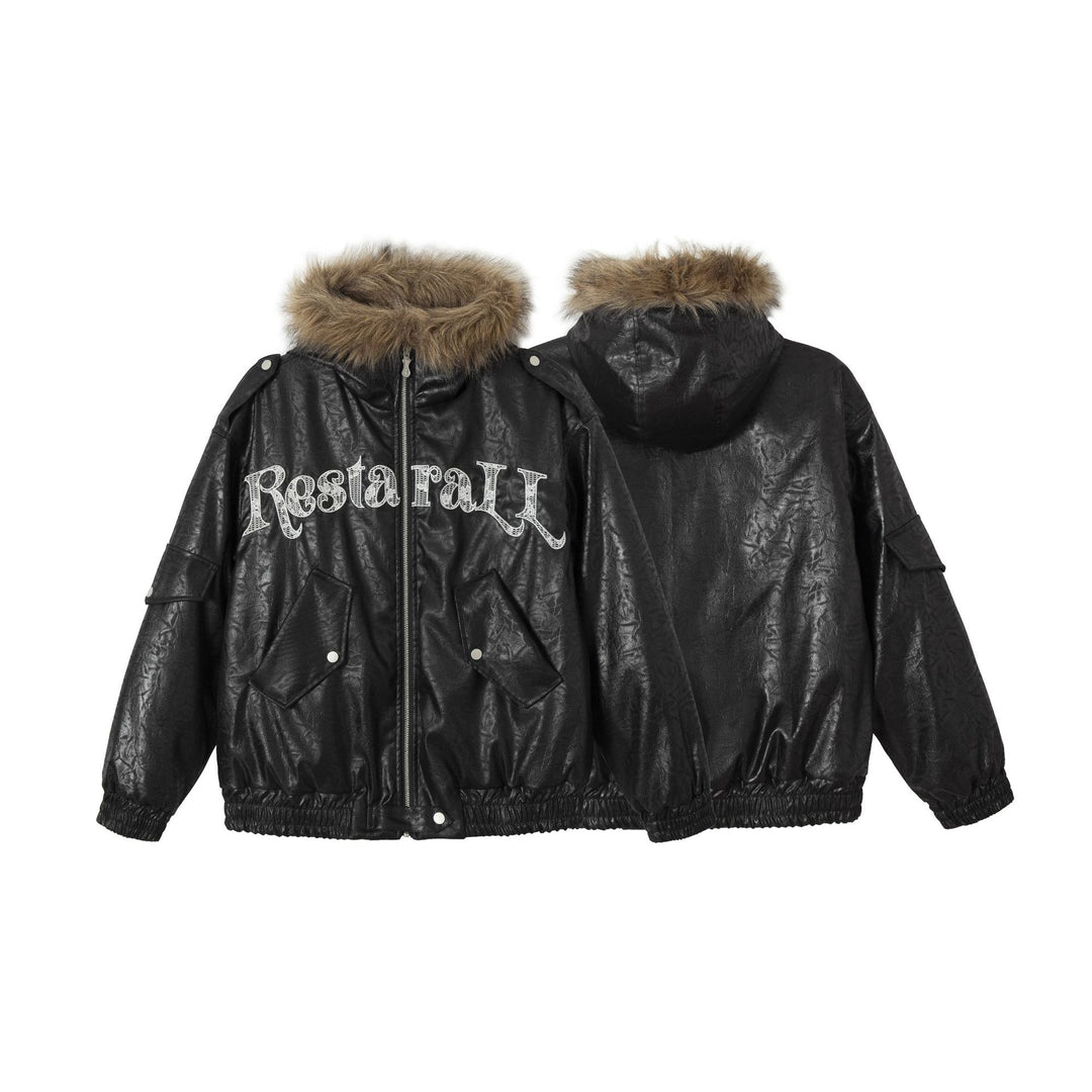 Herren Gepolsterter Oversize-Bomber mit Kunstpelzkragen und Utility-Taschen Nord Taschen