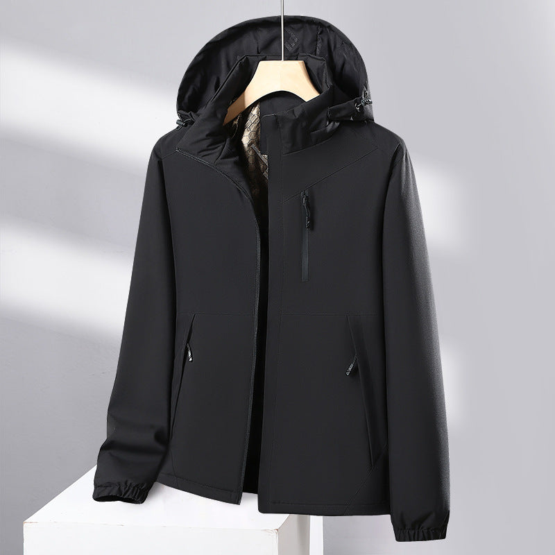 Herren Softshell-Allwetterjacke mit wasserdichter Membran, verstellbarer Kapuze und verdeckten Reißverschlüssen Nord Taschen