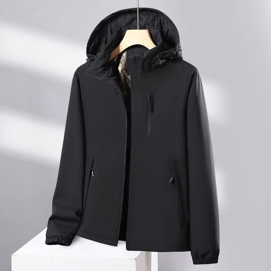 Herren Softshell-Allwetterjacke mit wasserdichter Membran, verstellbarer Kapuze und verdeckten Reißverschlüssen Nord Taschen