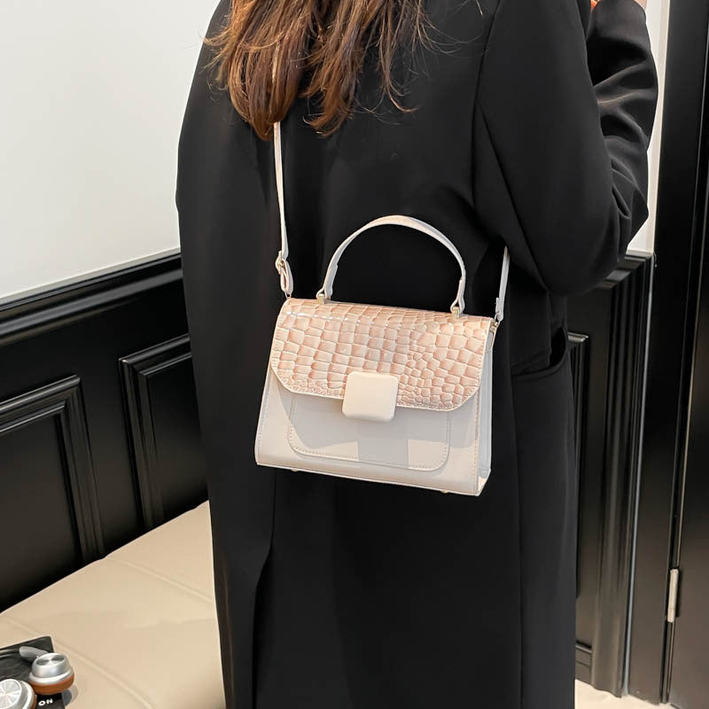 Damen elegante Lackleder-Handtasche mit Kroko-Prägung Nord Taschen