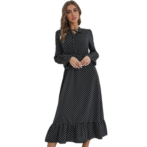 Damen Elegantes Midikleid mit Punktmuster Nord Taschen
