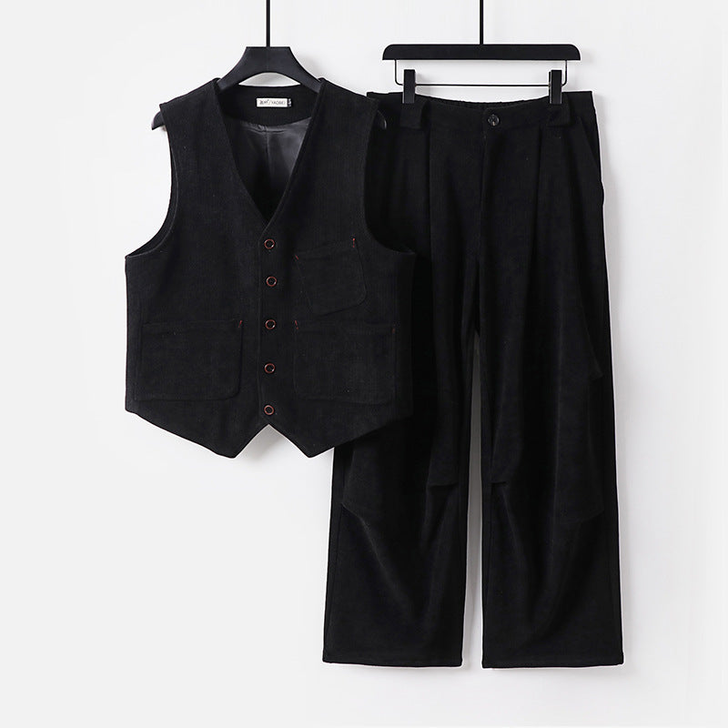 Herren Zweiteiliges Weste‑und Bundfaltenhose-Set im modernen Workwear-Stil Nord Taschen