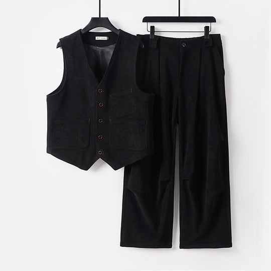Herren Zweiteiliges Weste‑und Bundfaltenhose-Set im modernen Workwear-Stil Nord Taschen