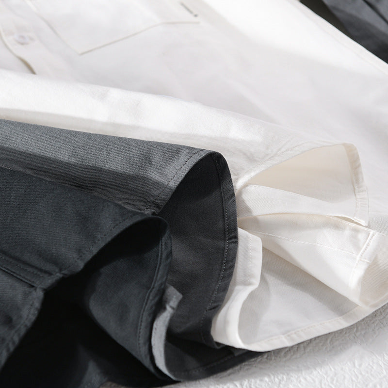 Herren Lockeres Hemdjacken-Overshirt aus Soft‑Twill mit integriertem Layer‑T‑Shirt und aufgesetzter Brusttasche Nord Taschen