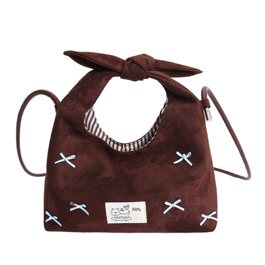 Damen Hobo-Tasche mit verspielten Schleifen und weichem Velours Nord Taschen